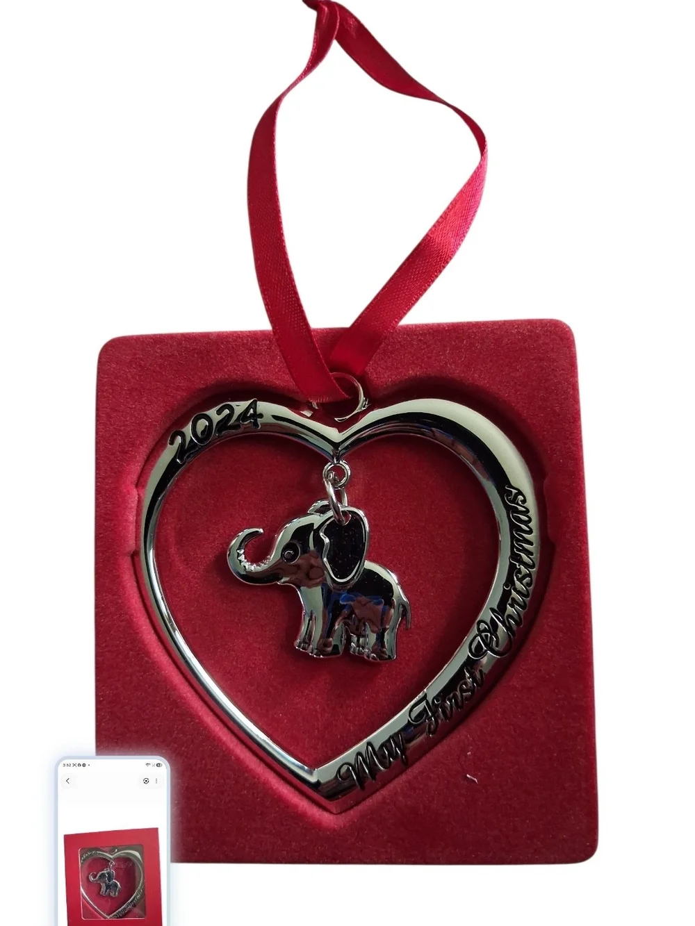 2024 Silver Elephant Heart Ornament